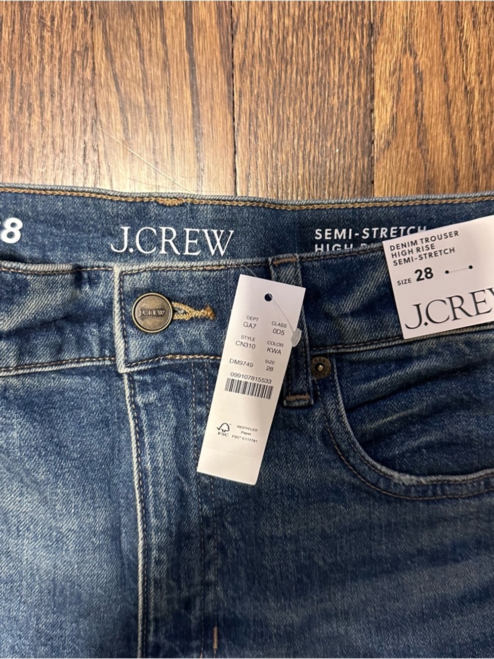 NWT J. Crew denim trouser jean Kate wash blue 28 - Picture 9 of 12